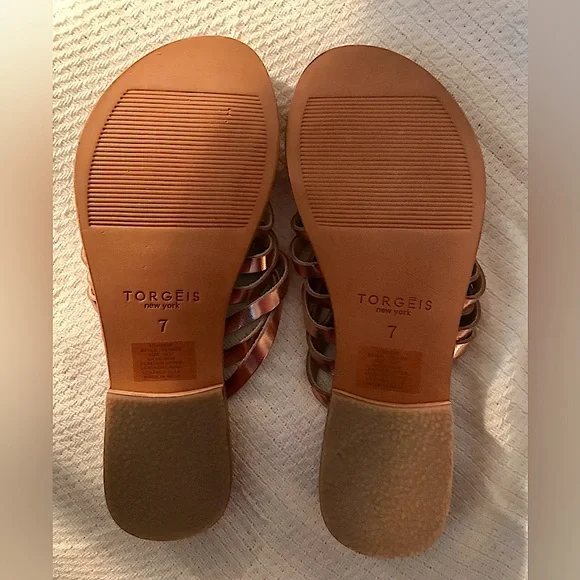 NWOT-Torgeis flat sandals and shimmery top with toe ring holder. Brand new. SZ 7 - Picture 2 of 3